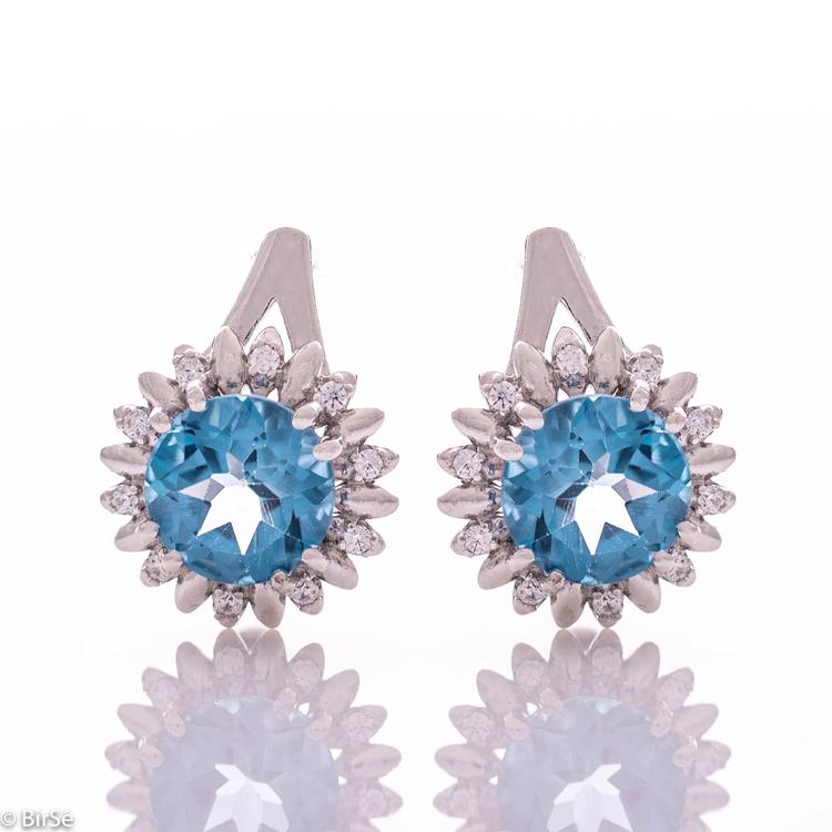 Silver earrings - Natural London topaz 5,00 ct