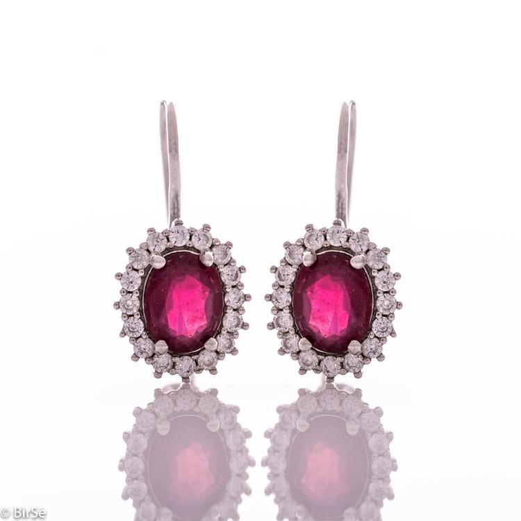 Silver earrings - Natural ruby 4,40 ct