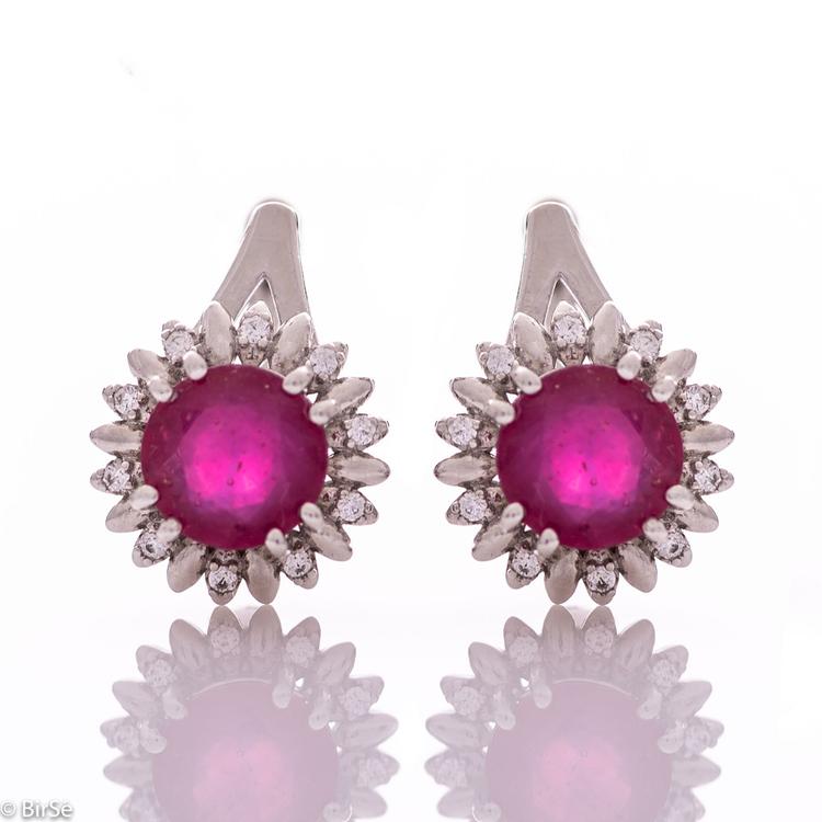 Silver earrings - Natural ruby 4,50 ct