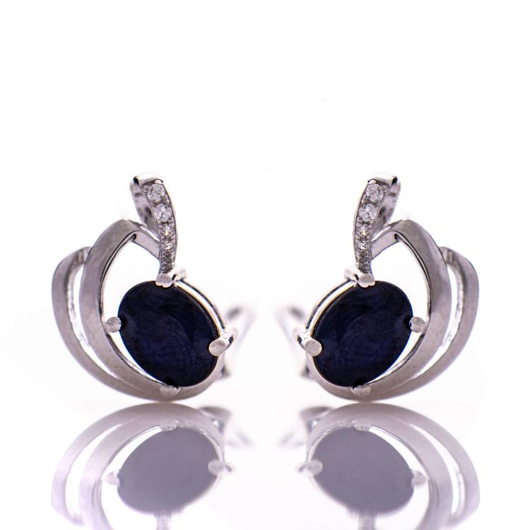 Silver earrings - Natural sapphire 3,10 ct