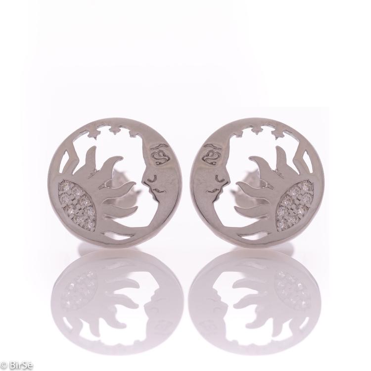 Silver earrings - Sun and moon