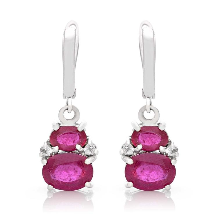 Silver earrings - Natural ruby 2,82 ct.