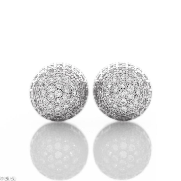 Silver earrings - Balls with zircons