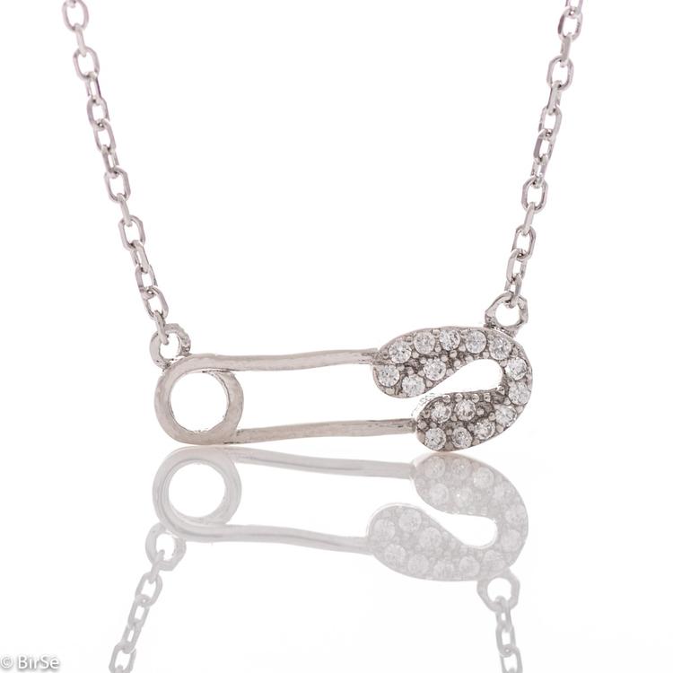 Silver necklace - Safety needle