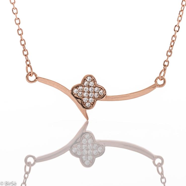 Necklace pink silver - Clover 