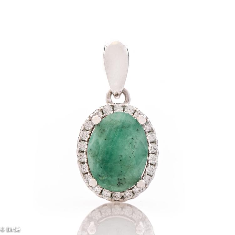 Silver necklace - Natural emerald 1,90 ct.