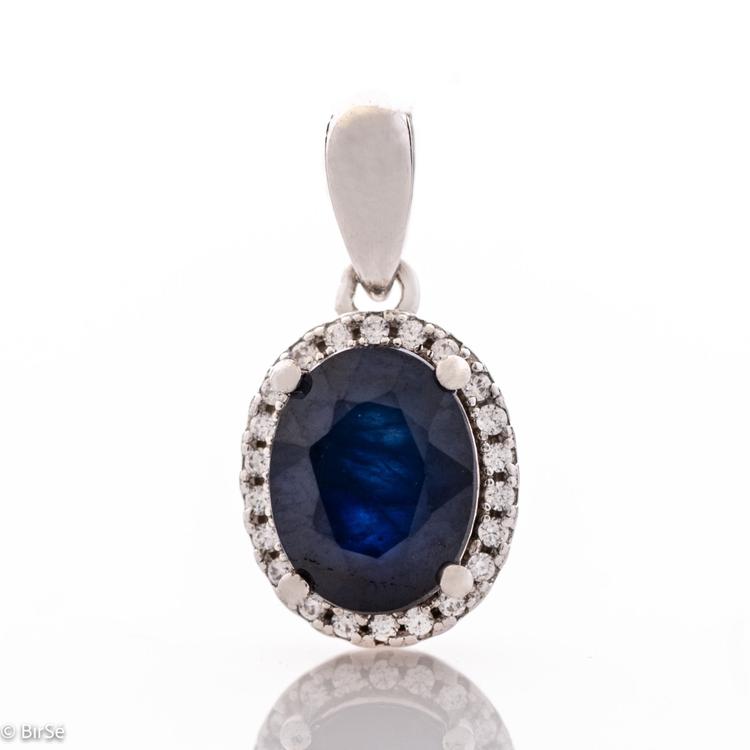 Silver necklace - Natural sapphire 2,20 ct