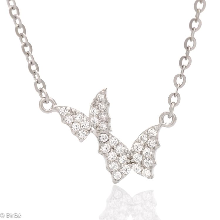 Silver necklace - Pair of butterflies