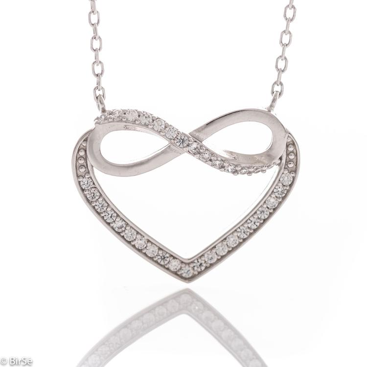 Silver necklace - Heart and infinity