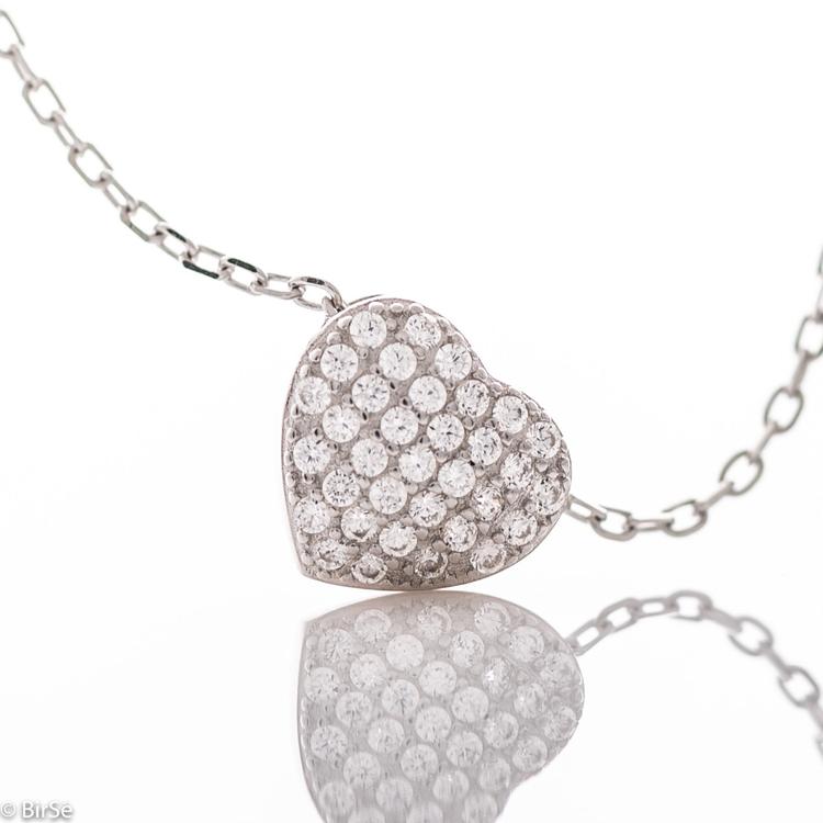 Silver necklace - Heart 25