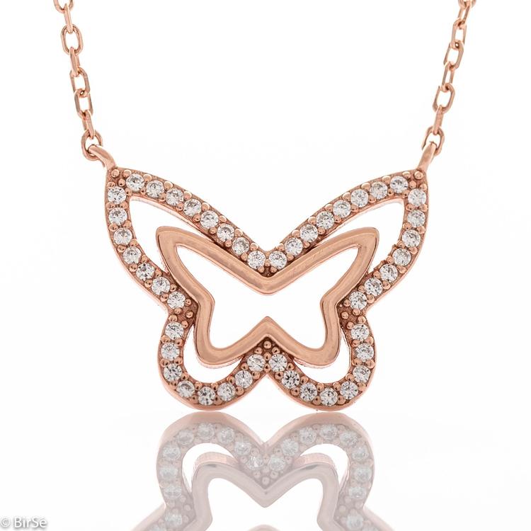 Necklace - Pink butterfly 