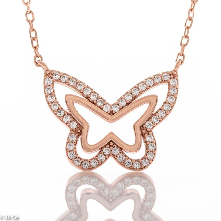 Necklace - Pink butterfly 