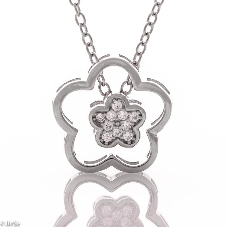 Silver necklace - Flower 363