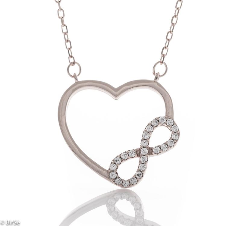 Silver Necklace - Heart with Infinity