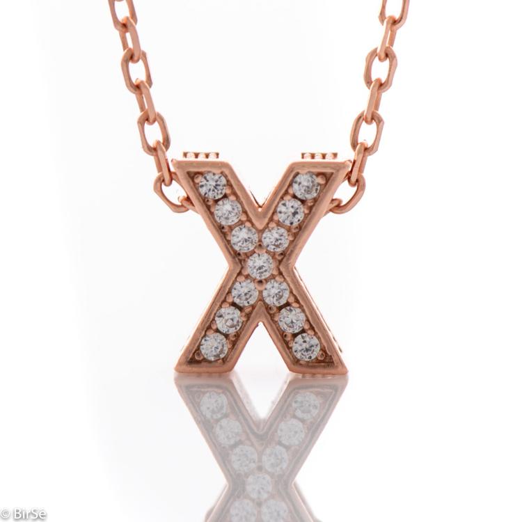 Necklace pink silver - X 