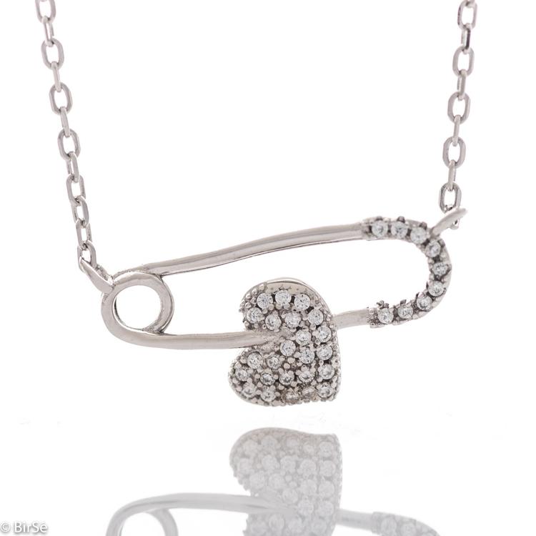 Silver necklace - Safety needle