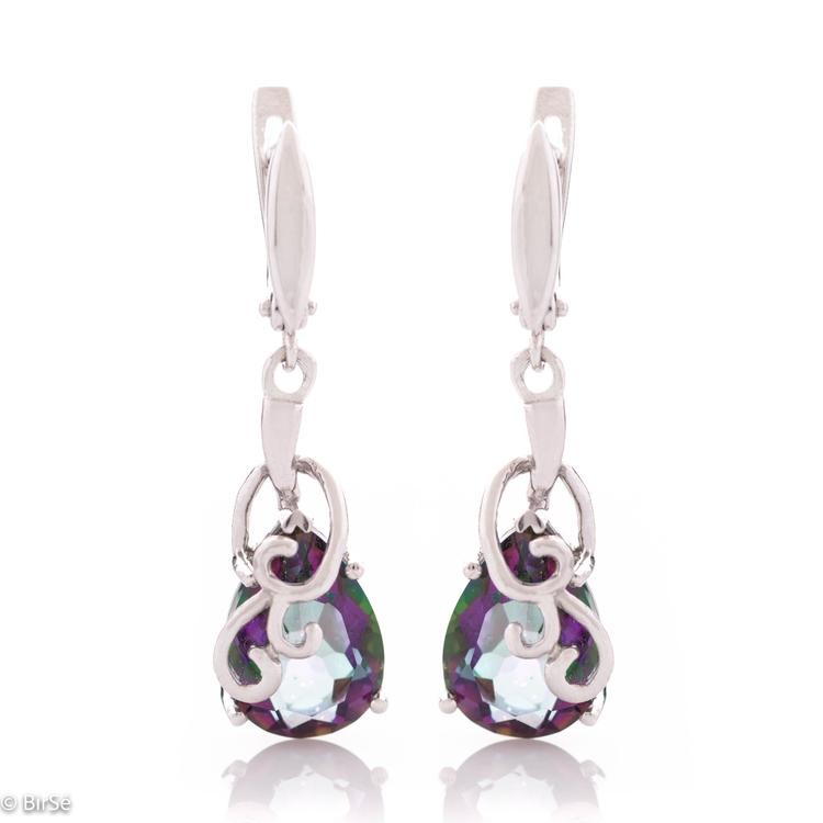 Silver earrings - Natural Mystic Topaz 17,0 ct.