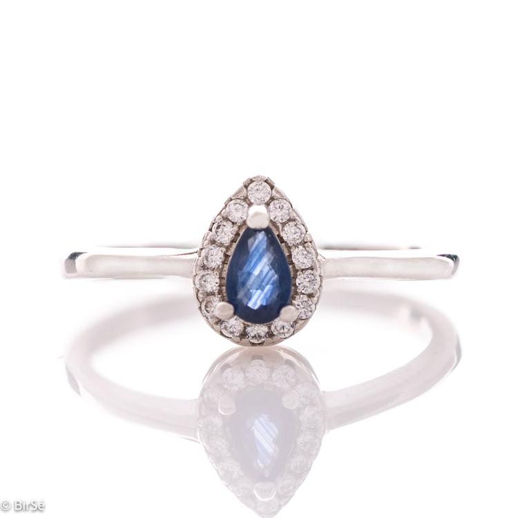 Silver ring - Natural sapphire 0,30 ct.