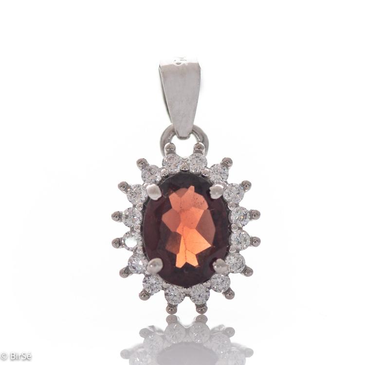 Silver pendant - Natural Garnet 1,40 ct.