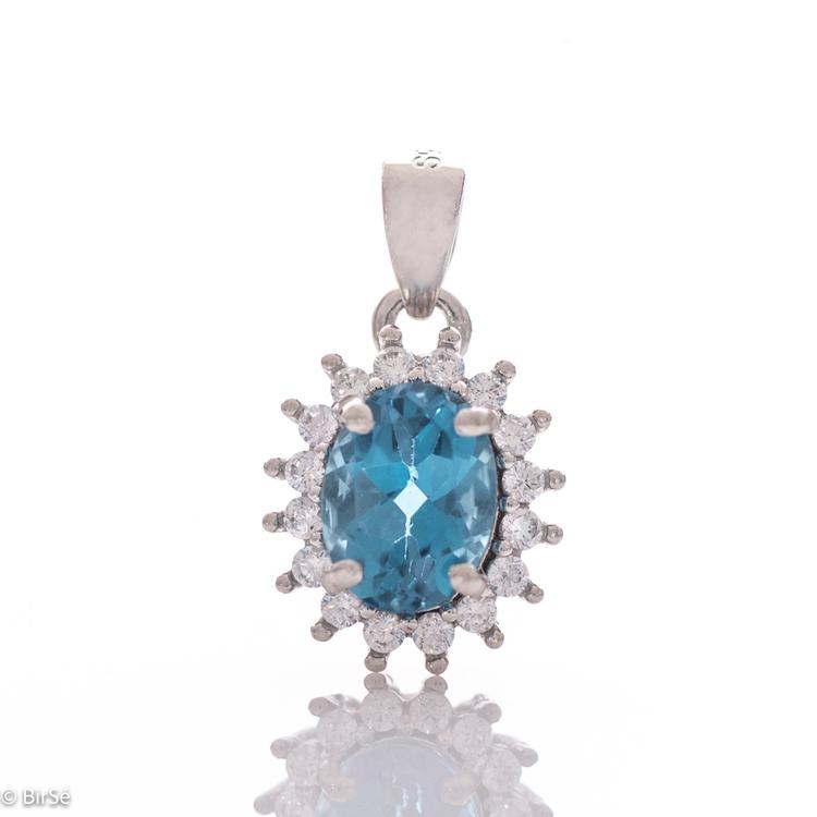 Silver Pendant - Natural London Topaz 1,60 ct.