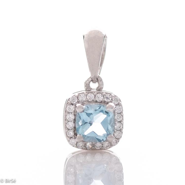 Silver pendant - Natural Blue Topaz 0,56 ct.