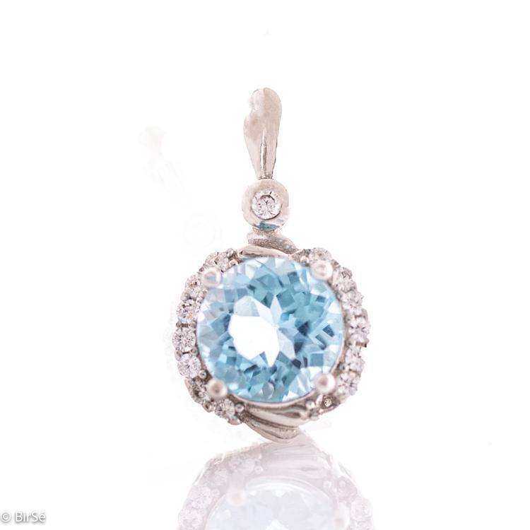 Silver pendant - Natural Blue Topaz 1,55 ct.