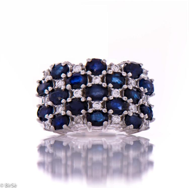 Silver ring - Natural sapphire 5,95 ct.