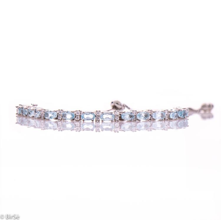 Silver bracelet - Natural blue topaz