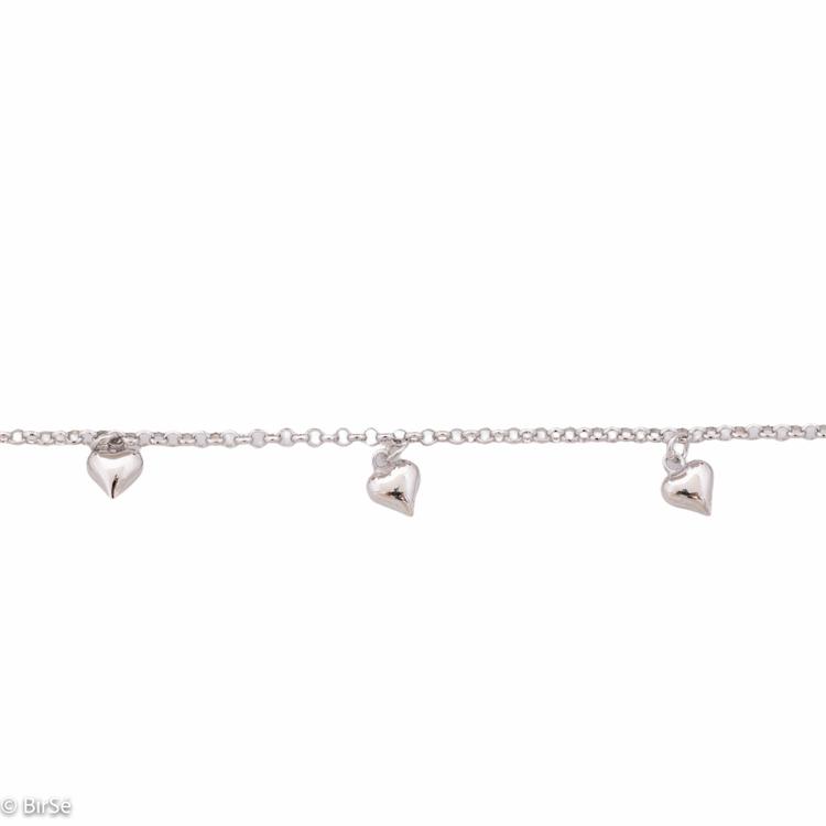 Silver ankle bracelet - Hearts