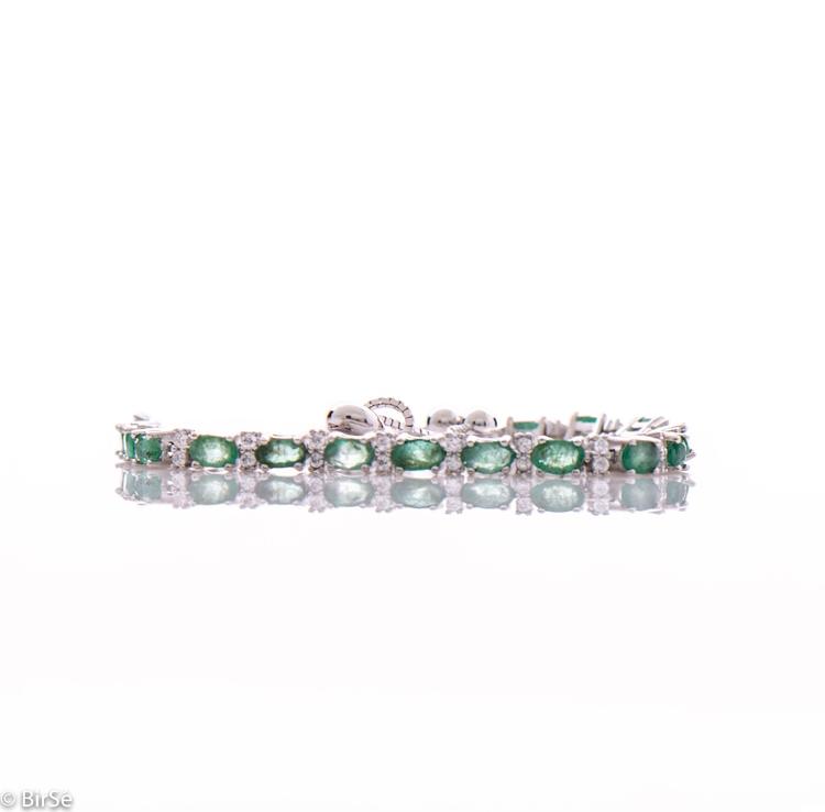 Silver bracelet - Natural emerald 125