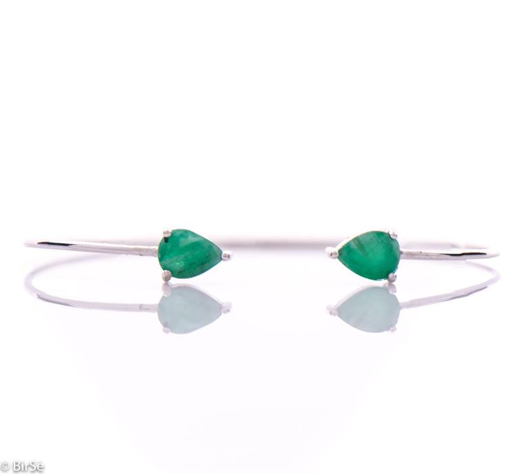 Silver bracelet - Natural emerald 123