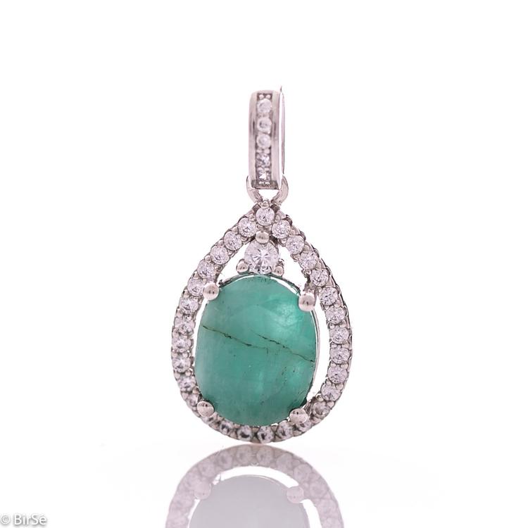 Silver pendant - Natural emerald 2,60 ct