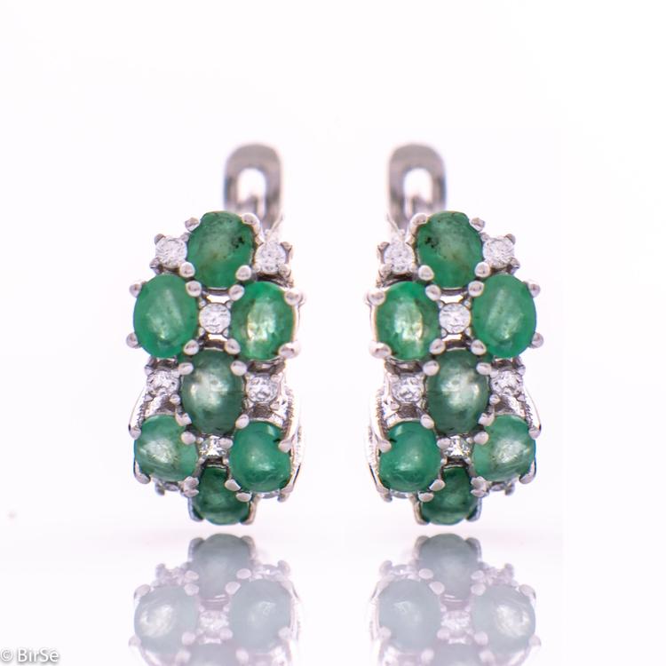 Silver earrings - Natural emerald 3,50 ct.