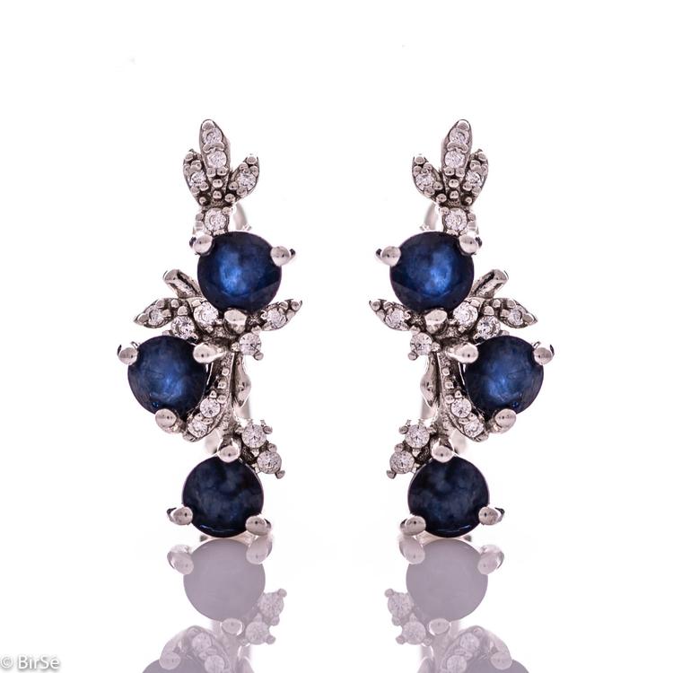 Silver earrings - Natural sapphire 2,04 ct 