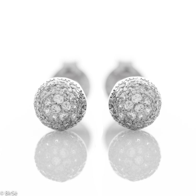 Silver earrings - Balls with zircons