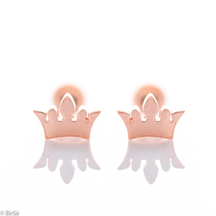 Earrings Crowns - Pink silver 