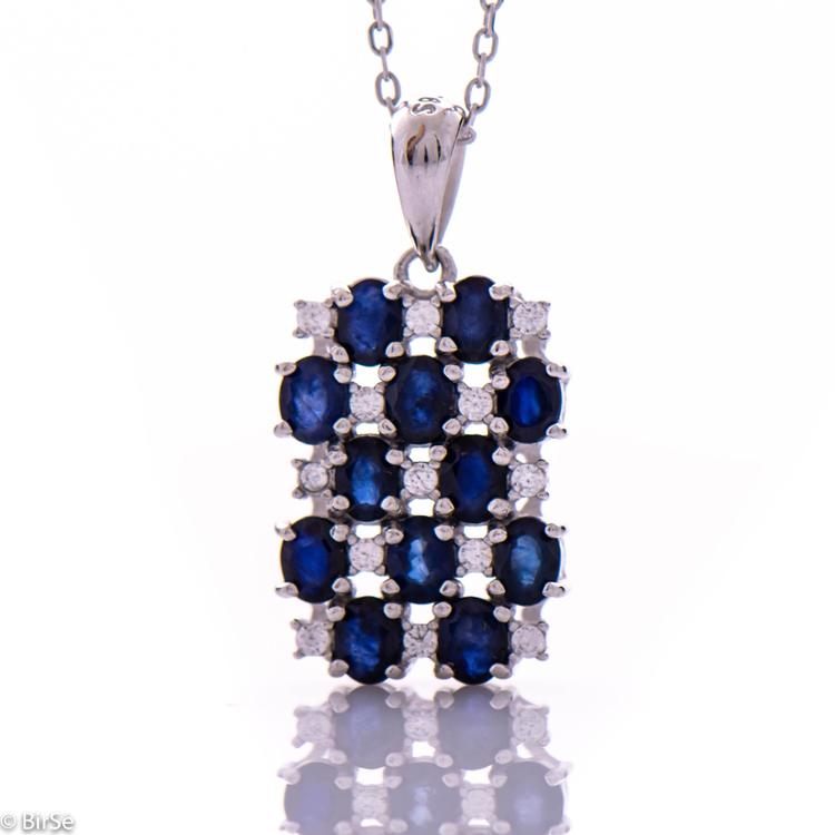 Silver necklace - Natural sapphire 4.20 ct.