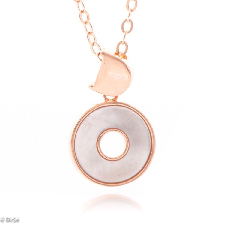 Silver necklace - Disc in Pink