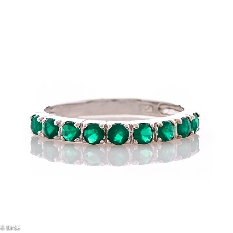 Silver Ring - Natural Green Agat 0,99 ct.
