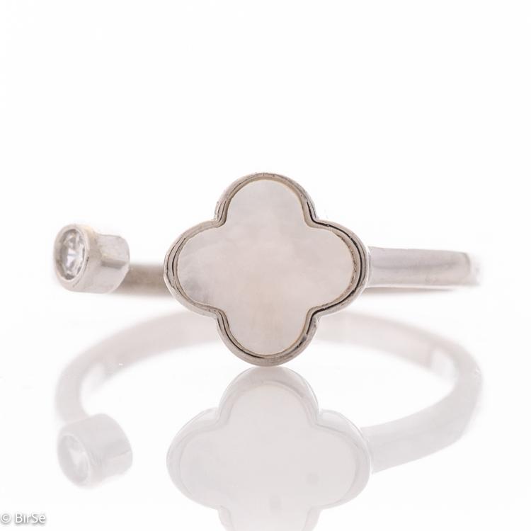 Silver Ring - Mother-of-pearl Clover