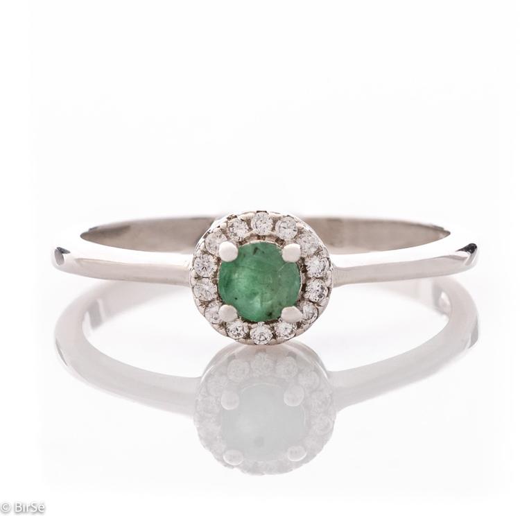 Silver ring - Natural Emerald 0.27 ct.