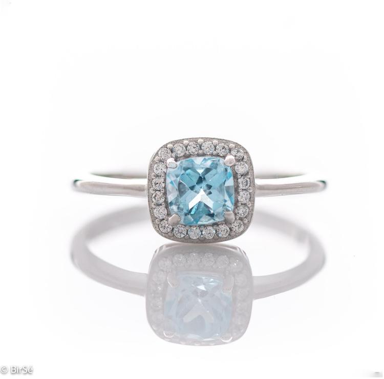 Silver ring - Natural Blue Topaz 0,56 ct.