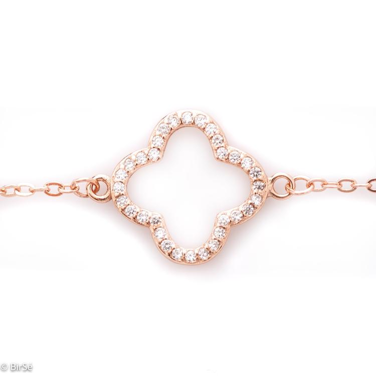Silver bracelet - pink clover
