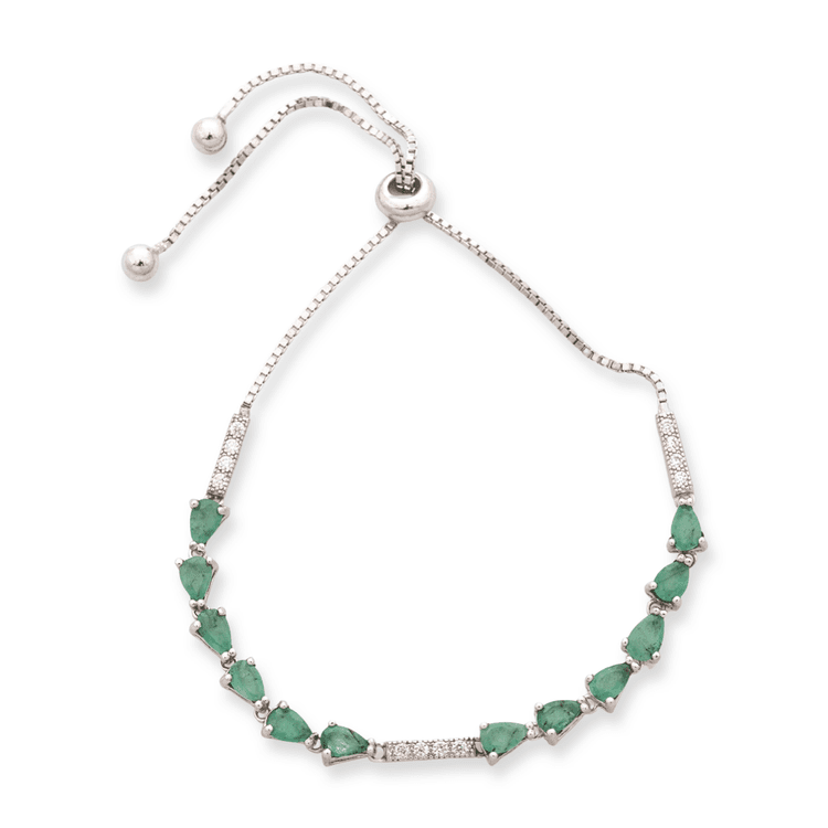 Silver bracelet - Natural emerald 3,00 ct.