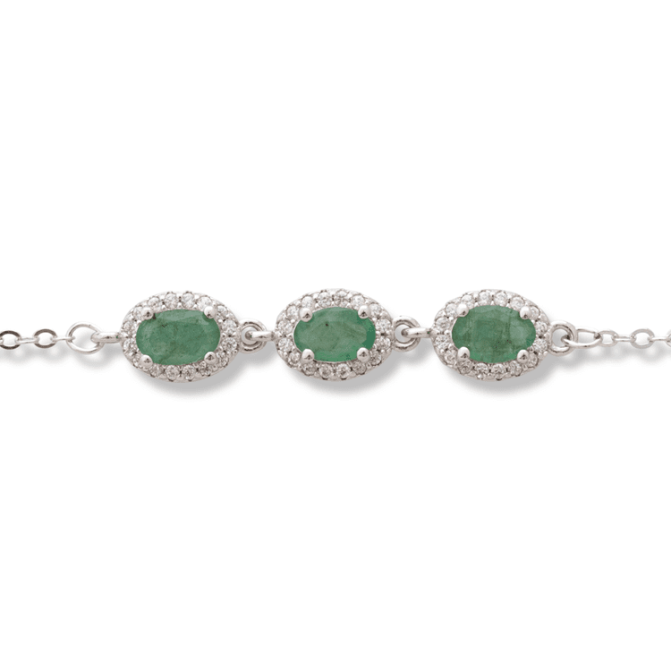 Silver bracelet - Natural emerald 1,56 ct.