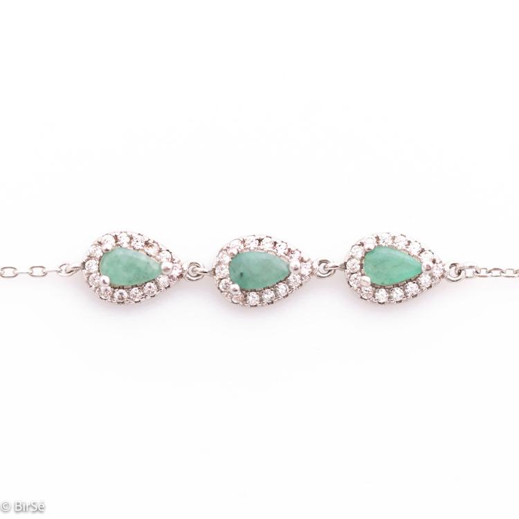 Silver bracelet - Natural Emeralds 0,75 ct.