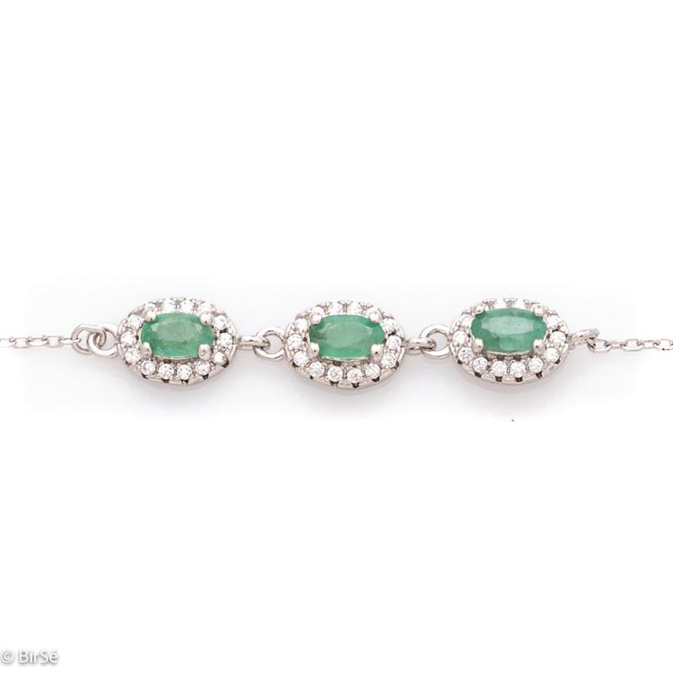 Silver bracelet - Natural Emerald 0,75 ct.