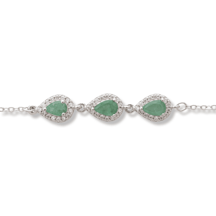 Silver bracelet - Drop Natural Emerald 1,35 ct.