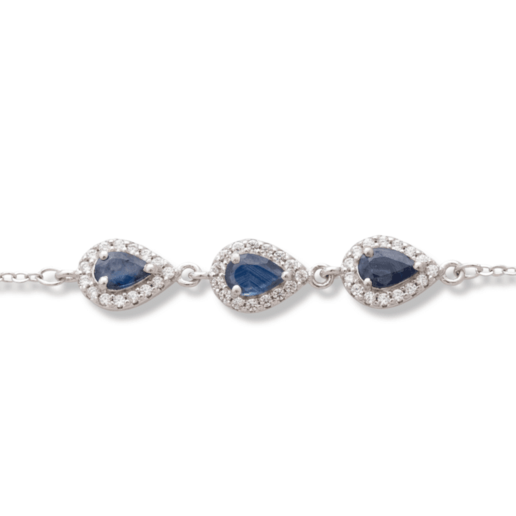 Silver bracelet - Drop Natural Sapphire 1,50 ct.