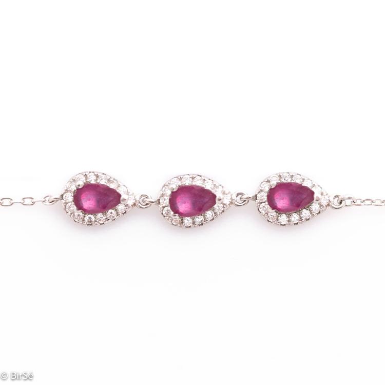 Silver bracelet - Natural rubies 0,90 ct.